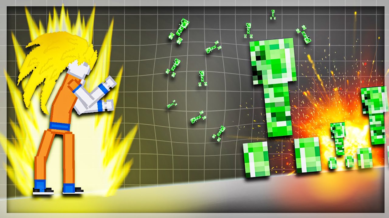 Goku vs 10,000 Creepers in People Playground Mods
