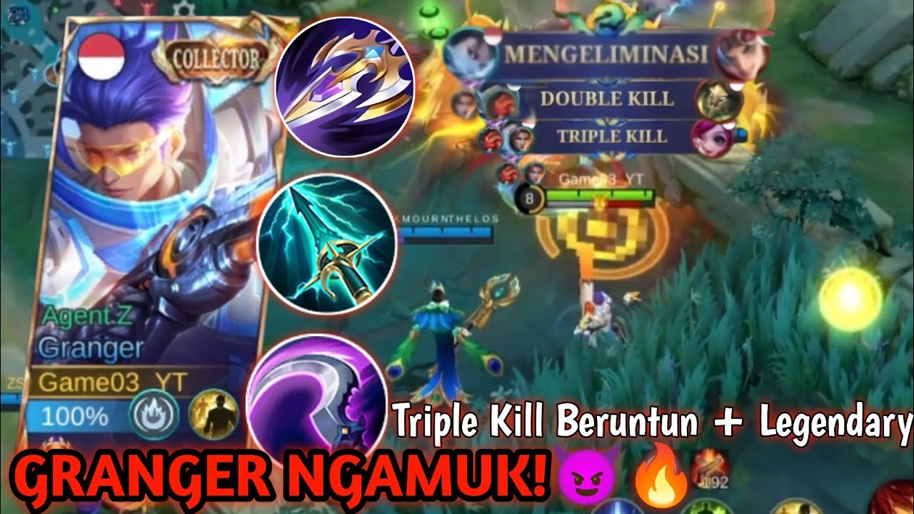 GRANGER NGAMUK! 🔥 Triple Kill Beruntun + Legendary One Shot One Kill 🎯 - Mobile Legend 