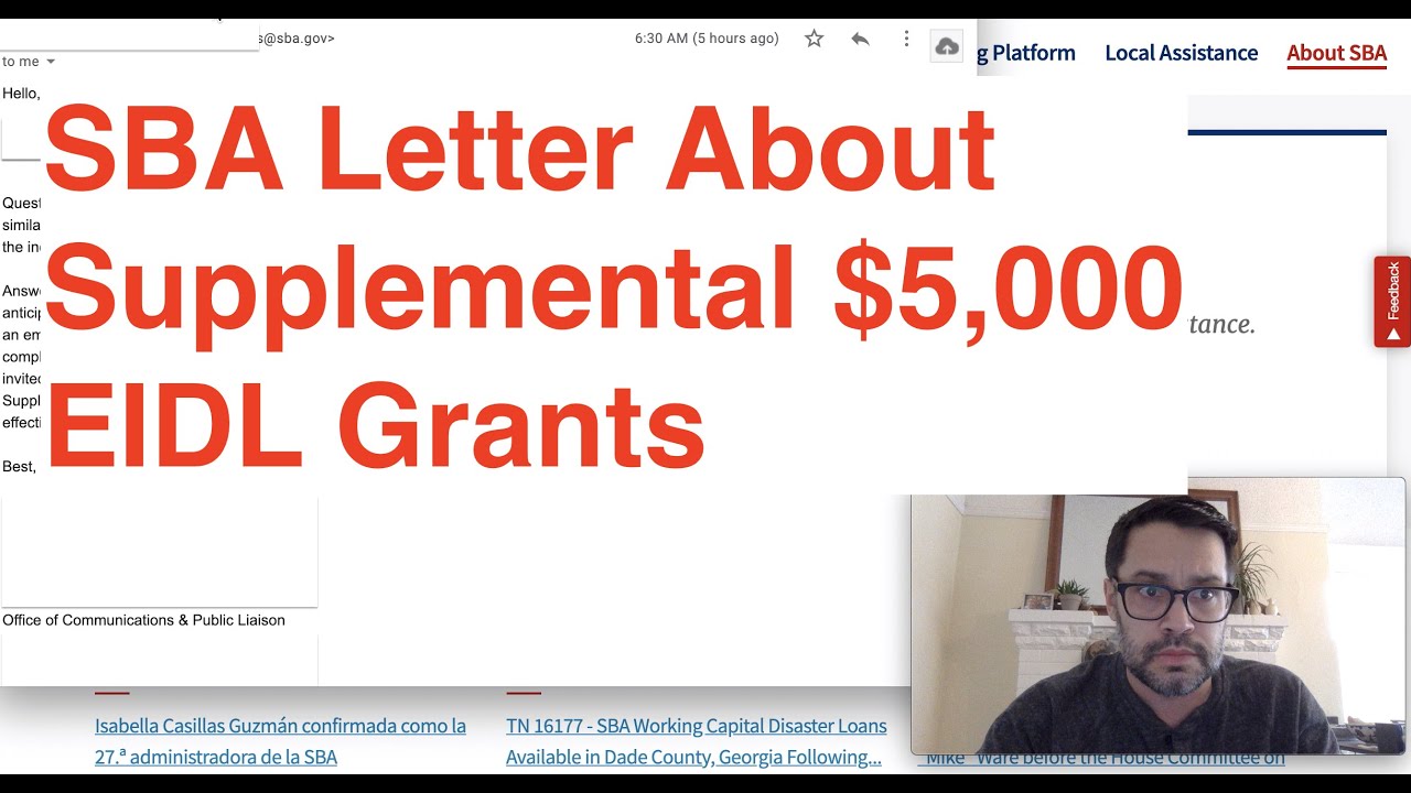 NEW: SBA Letter Regarding Supplemental Targeted EIDL Grants