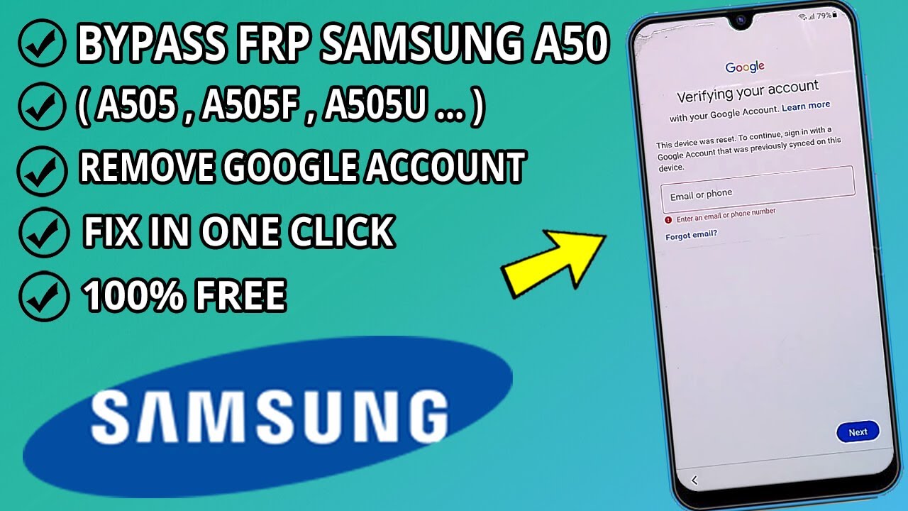 Удалить аккаунт Google Samsung A50 в один клик | Bypass FRP samsung A50