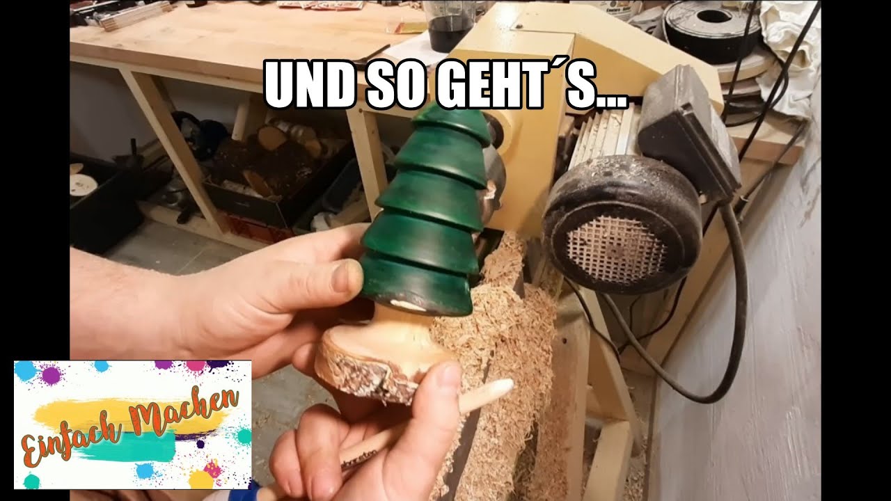 Baum drechseln,  färben und versiegeln,  woodturning christmas tree