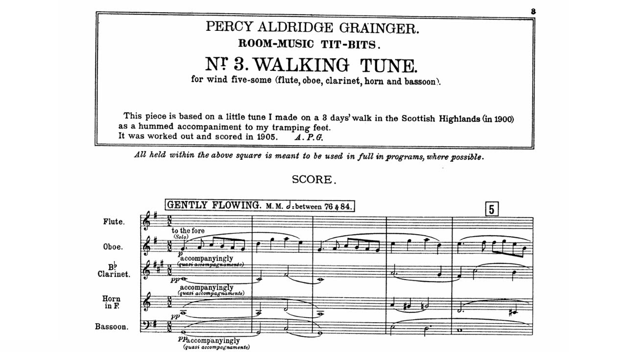 Percy Grainger: Walking Tune (1905)