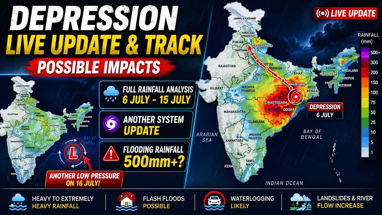 Depression Live Update: - Depression Moving Towards North West India, New Low Pressure On 16 July!