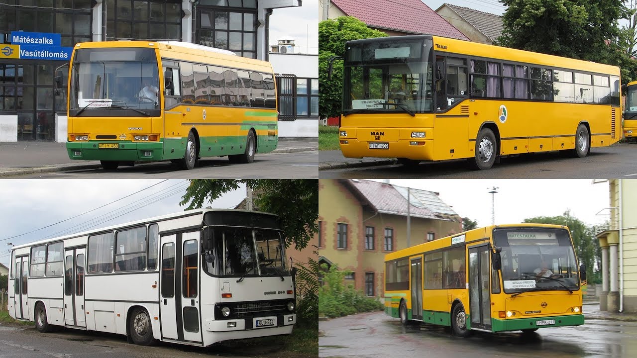 Néhány busz Mátészalkán és Nyírbátorban borongós, esős időben