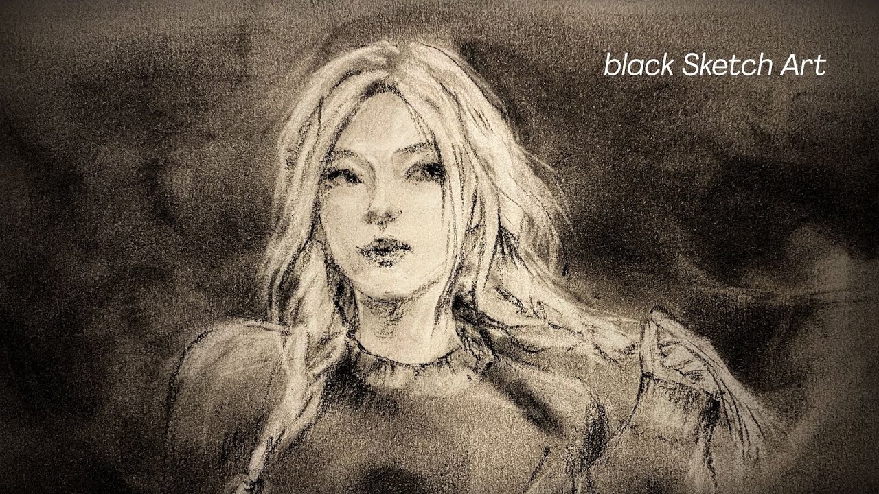 Moody Charcoal Silhouette — Female Figure Sketch