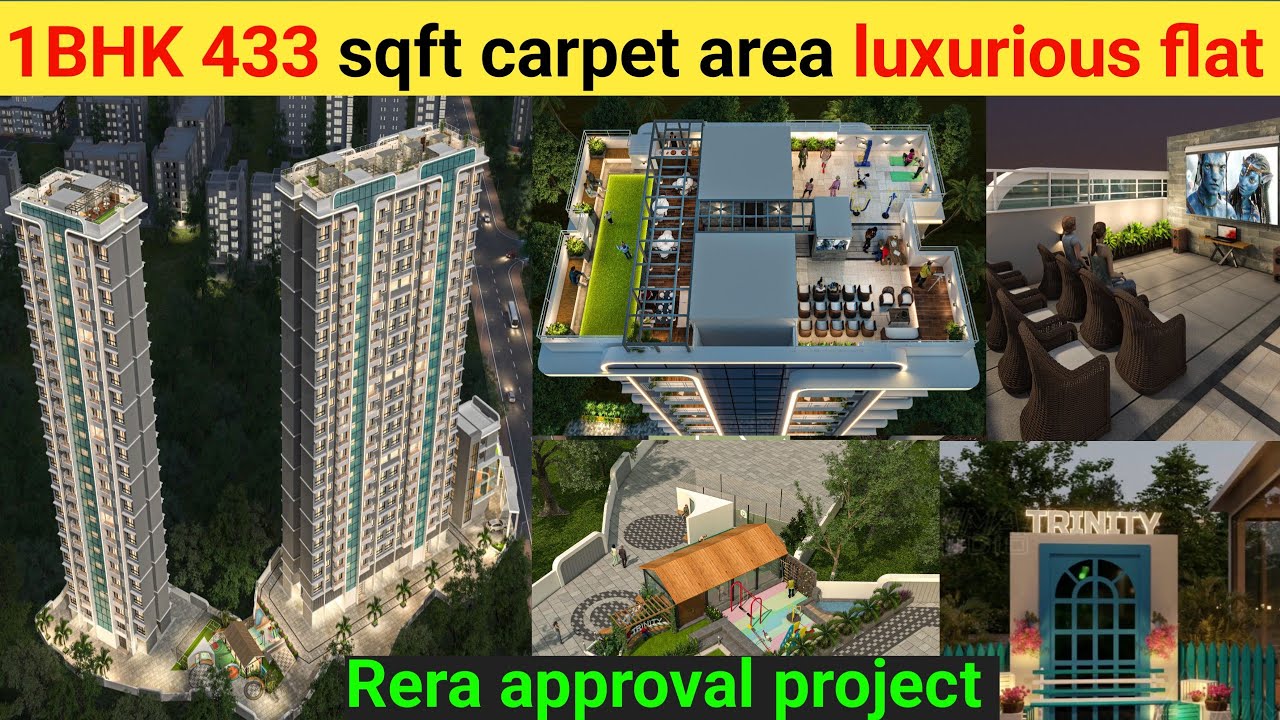 1 BHK flat carpet area 433 luxurious flat
