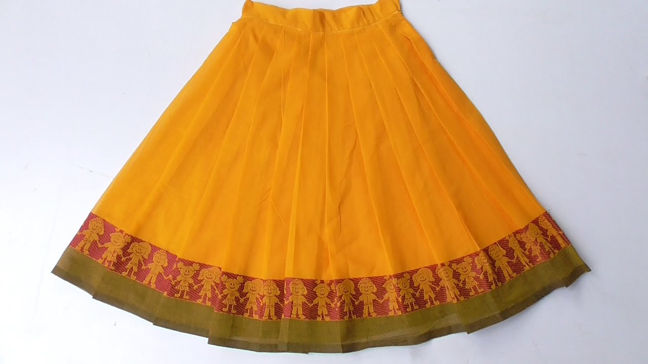 kids pavadai cutting and stitching in Tamil | Pattu pavadai stitching methods