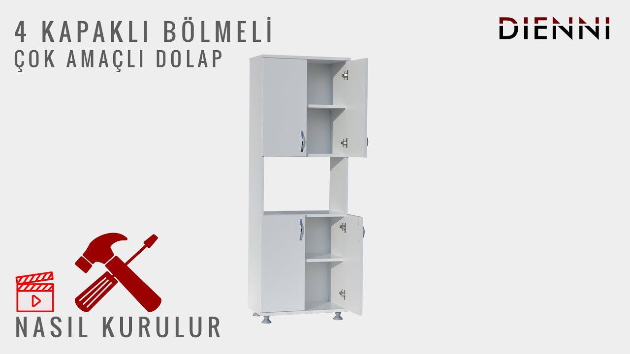 Dienni 4 Kapaklı B&ouml;lmeli Dolap Kurulum Videosu | Montaj Videoları