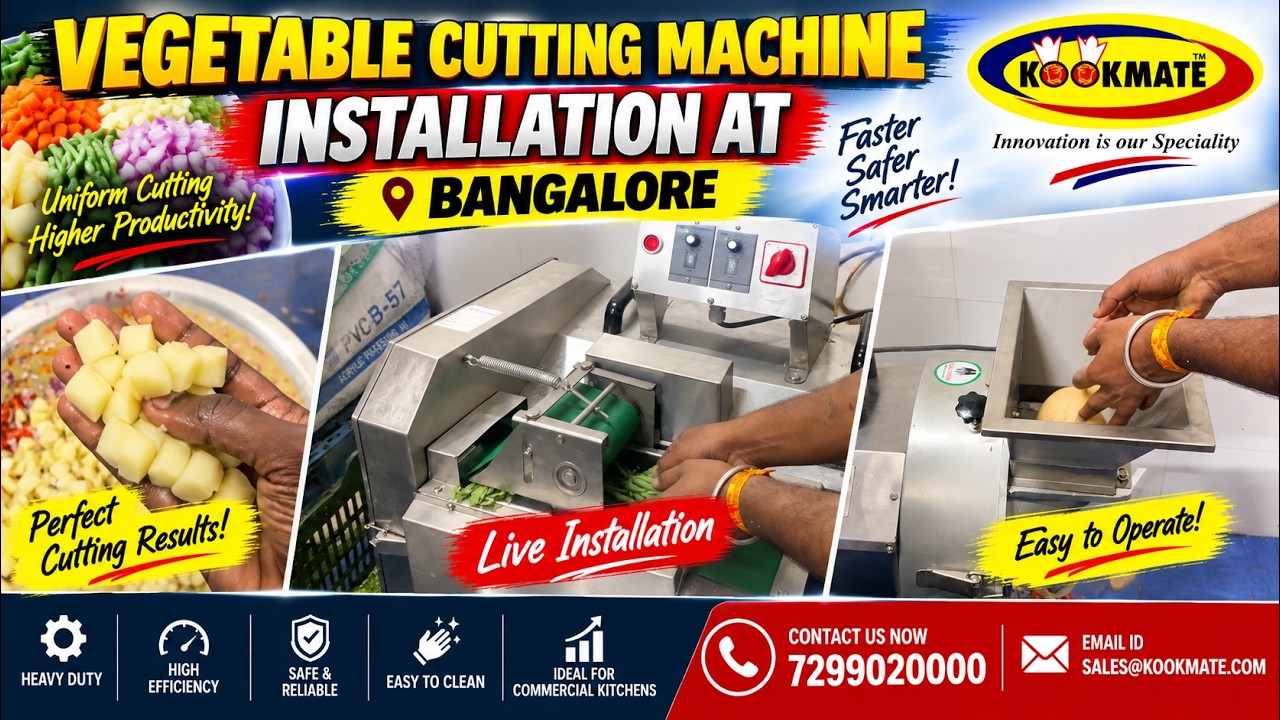 Commercial Vegetable Cutting Machine | Installation & Demo in Bangalore 🔥 | KOOKMATE