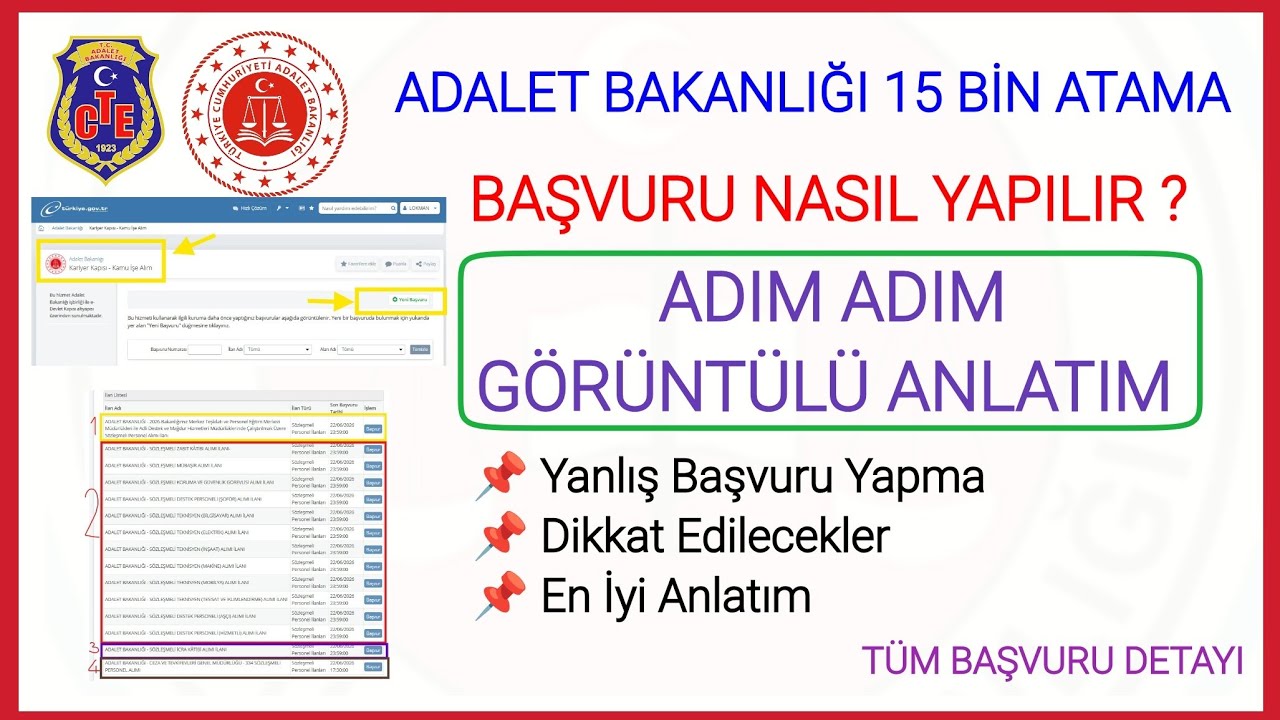 ADALET BAKANLIĞI 15 BİN ALIM BAŞVURUSU NASIL YAPILIR T&Uuml;M DETAYLAR✅ADIM ADIM G&Ouml;R&Uuml;NT&Uuml;L&Uuml; ANLATIM &Ouml;NEMLİ
