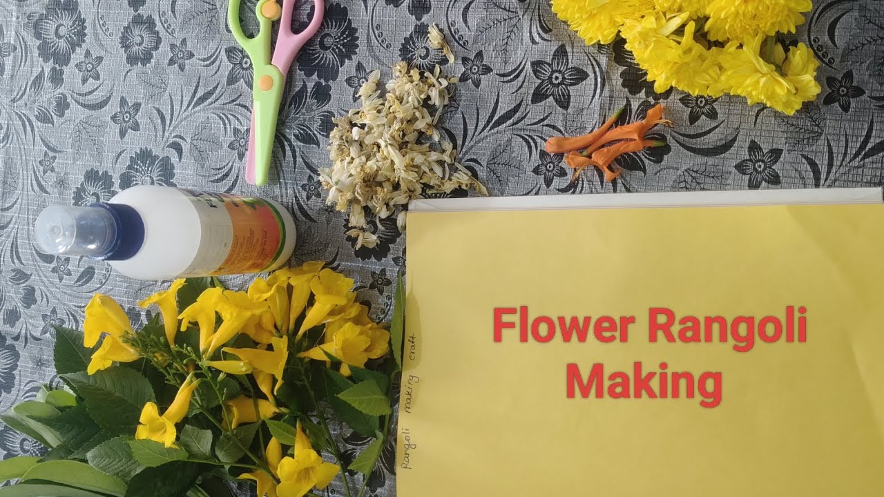 Easy Flower Rangoli For School Project/ Diwali flowere rangoli design #trending #rangoli #diwali