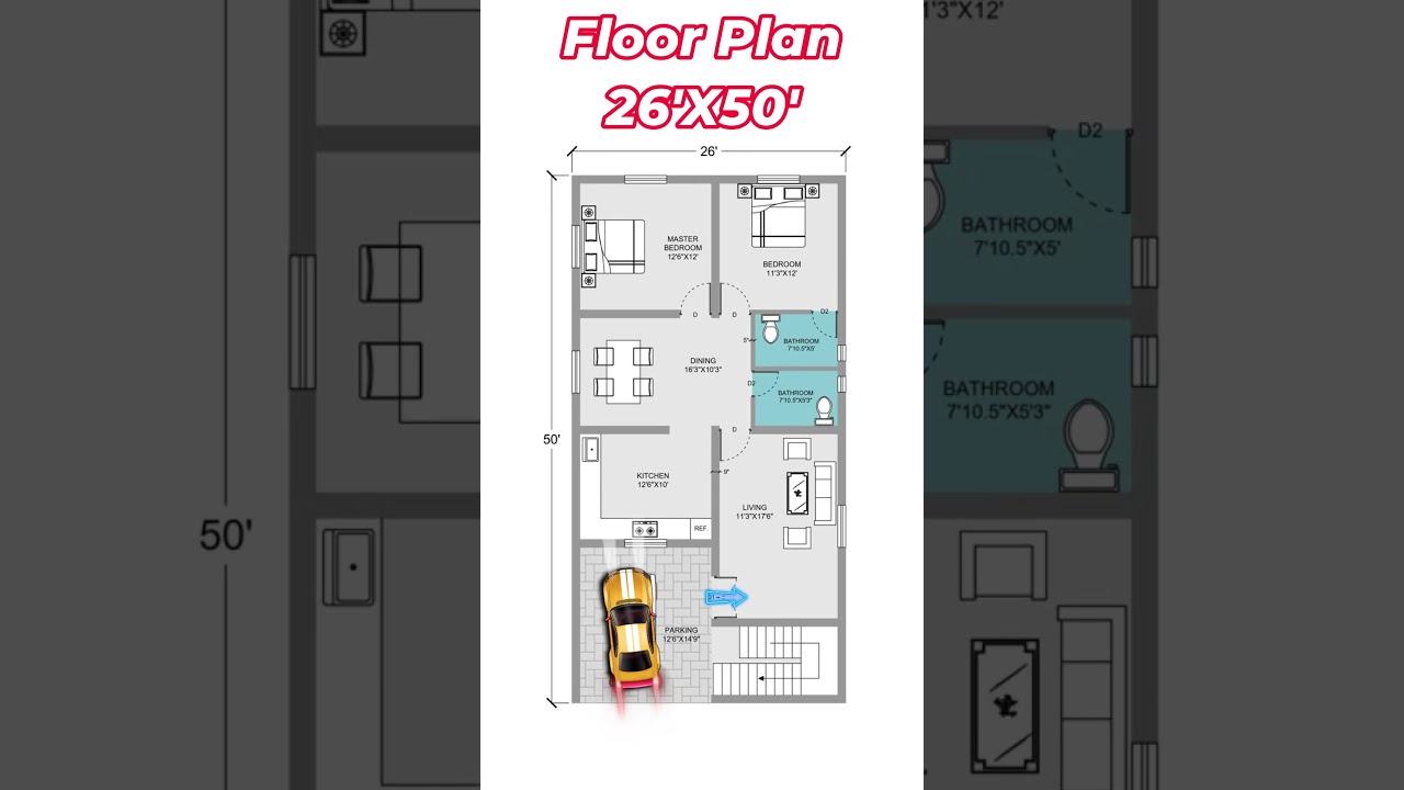 26 X 50 HOUSE PLAN,26 BY 50 HOME PLAN #shorts #homedesign #gharkanaksha #trendingshorts #housedesign