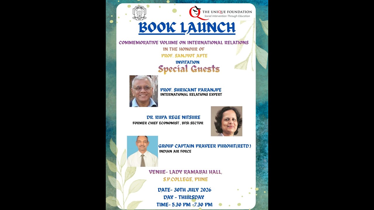 LIVE | Book Launch &ndash; Commemorative Volume on International Relations in Honour of Prof. Sanjyot Apte