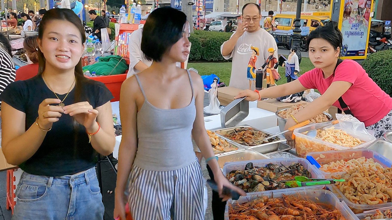 Popular Street Food 2026 Phnom Penh Riverside Spicy Pickled Chicken Duck Meatballs and More