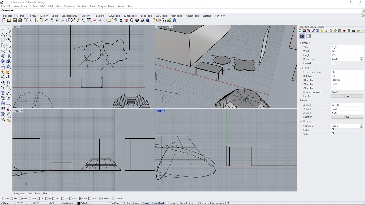 RHINO 7 Videocourse - 04 - Drawing with Precision Using Snap, Osnap, Ortho, Planar, Gumball, History