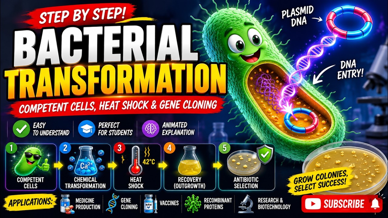 Bacterial Transformation Explained | Competent Cells, Heat Shock & Gene Cloning | Molecular Biolog