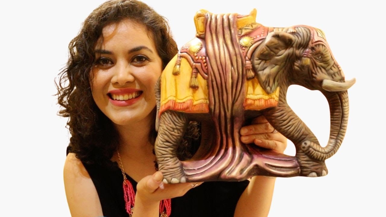 Como usar envejecedores y acrilicos en un elefante de ceramica