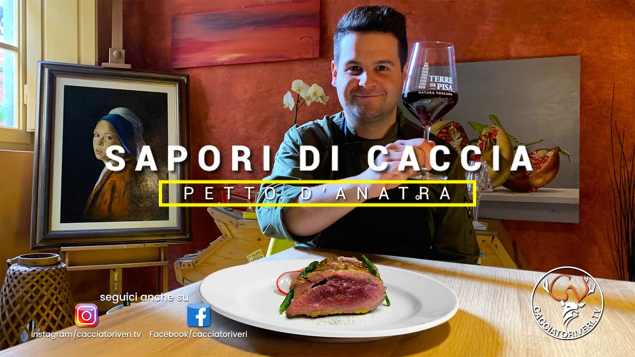 Petto d'anatra con cipolle caramellate e punte d'asparagi e sale Maldon