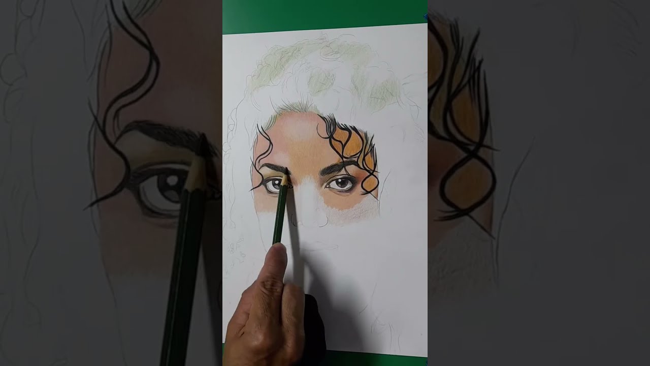 MICHAEL JACKSON PINTURA COM LÁPIS DE COR ESCOLAR