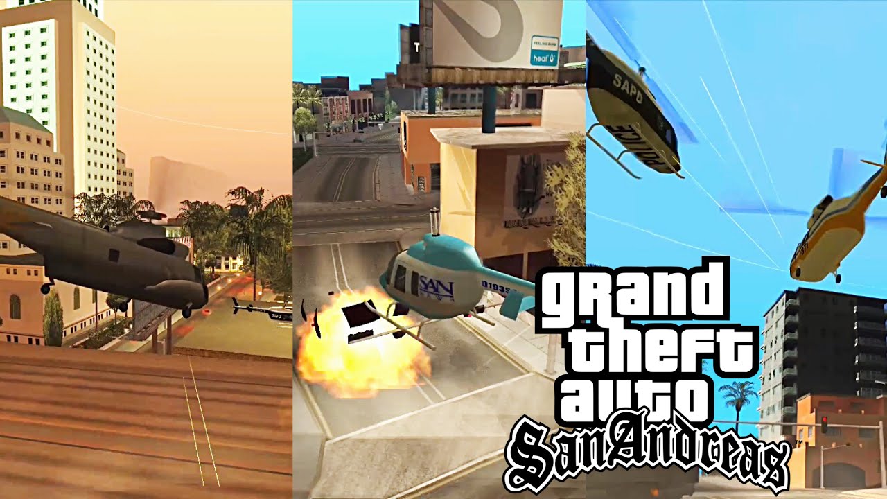 GTA San Andreas Air Gun from the Police Maverick for Civils Helicopters Mod Showcase Gameplay
