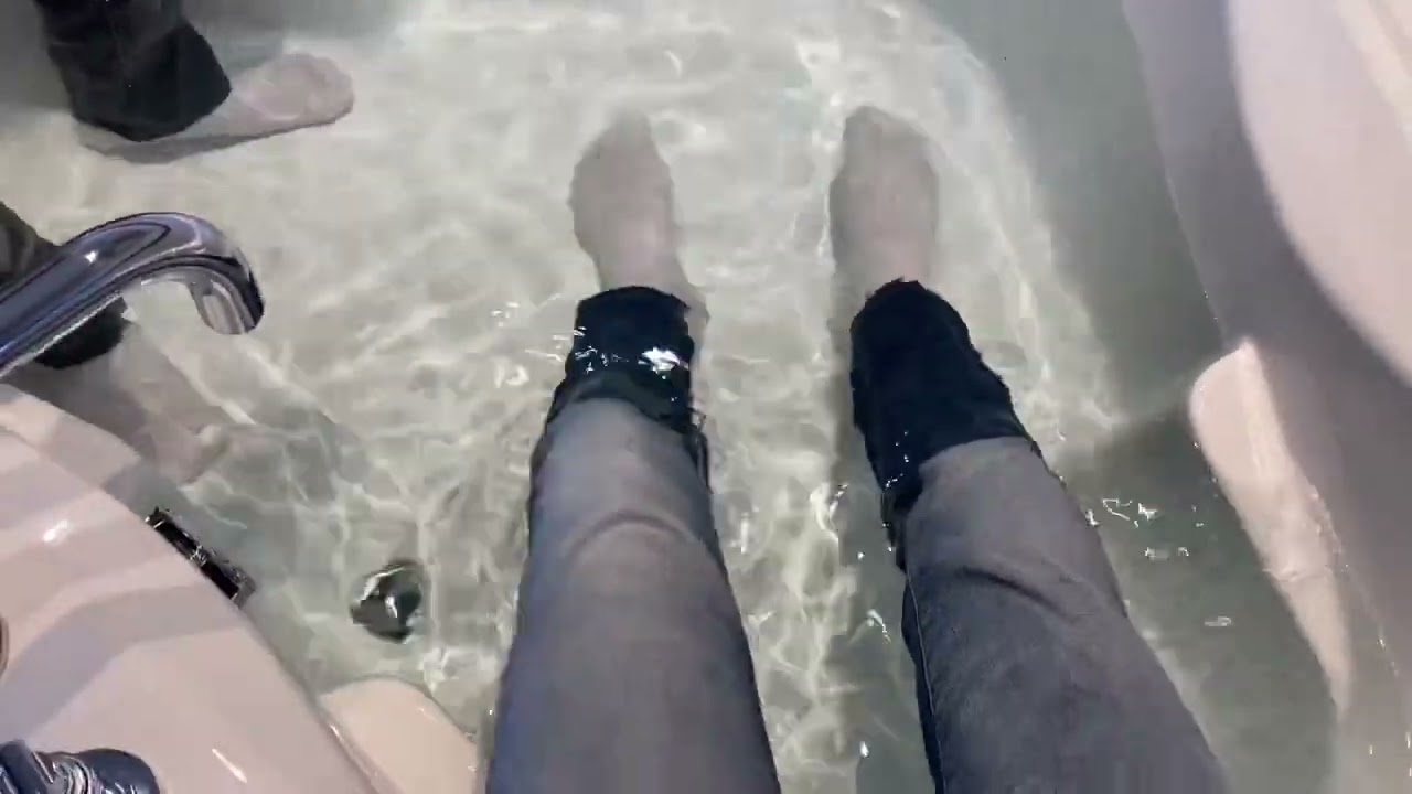 Gets wet with a buddy