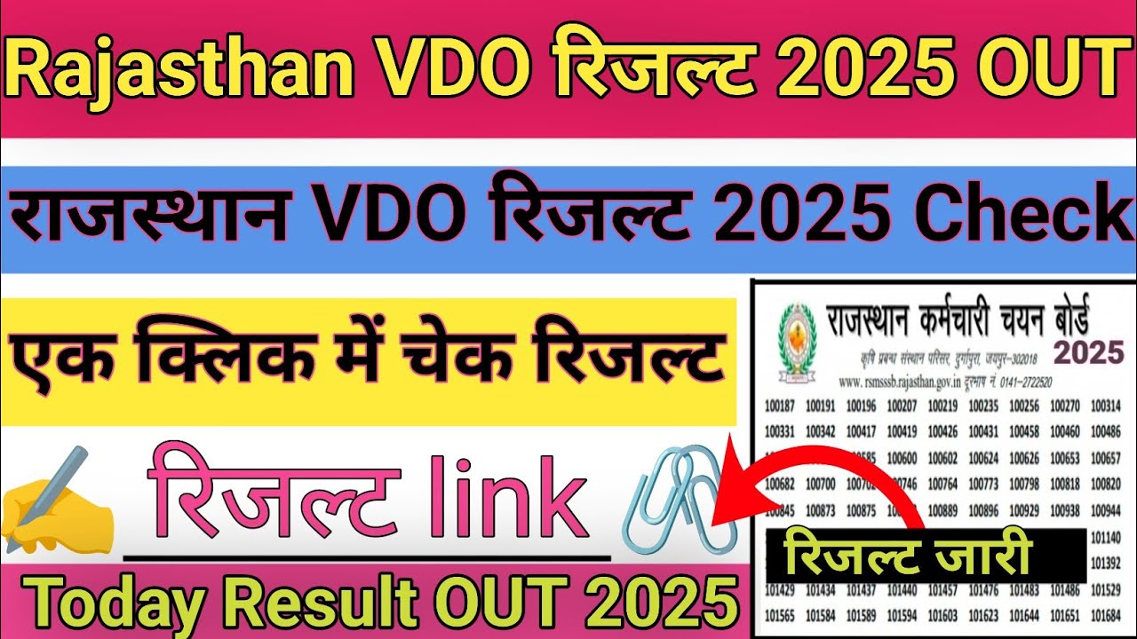 Rajasthan VDO Result 2025 ! Rajasthan VDO Result Kaise Dekhe ? How To Check Rajsthan VDO Result 2025