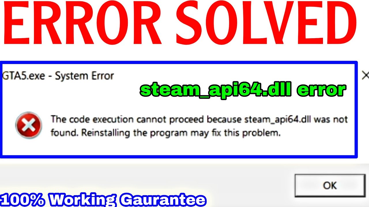 steam_api64.dll not found Error in GTA-V solution🔥🔥 | 100% Working Gaurantee 🔥🔥