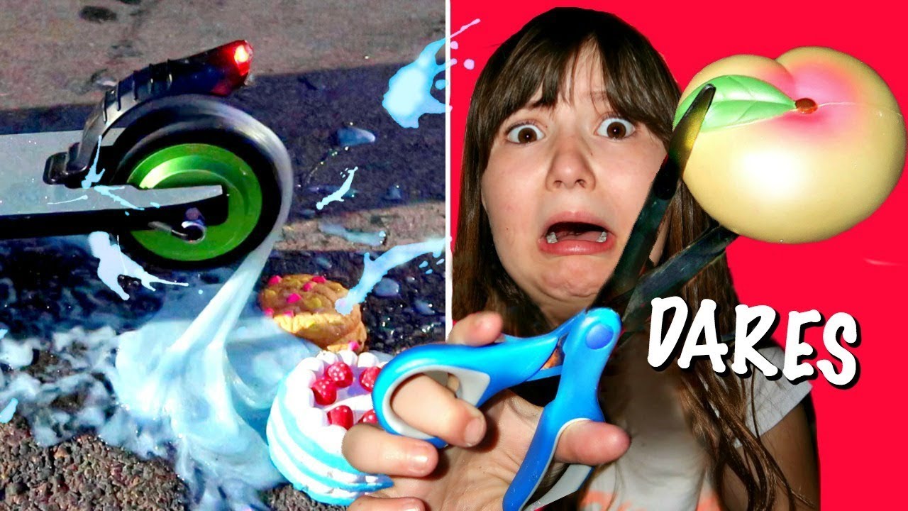 ALL EXTREME SLIME DARES & SQUISHY DARES! ~Slime VS Electric Scooter!