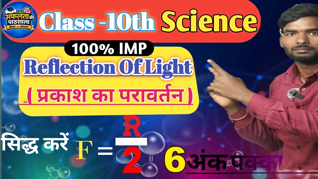 सिद्ध करें कि F = R/2 ll वक्रता त्रिज्या (R) और फोकस दुरी (F) में सम्बन्ध ll प्रकाश का परावर्तन 