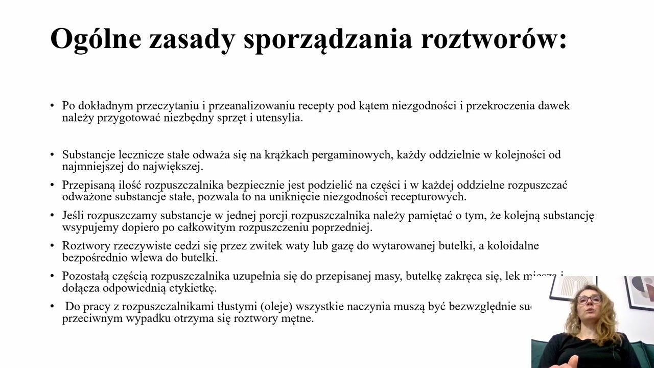 Roztwory w recepturze. Podstawowe informacje. TPL