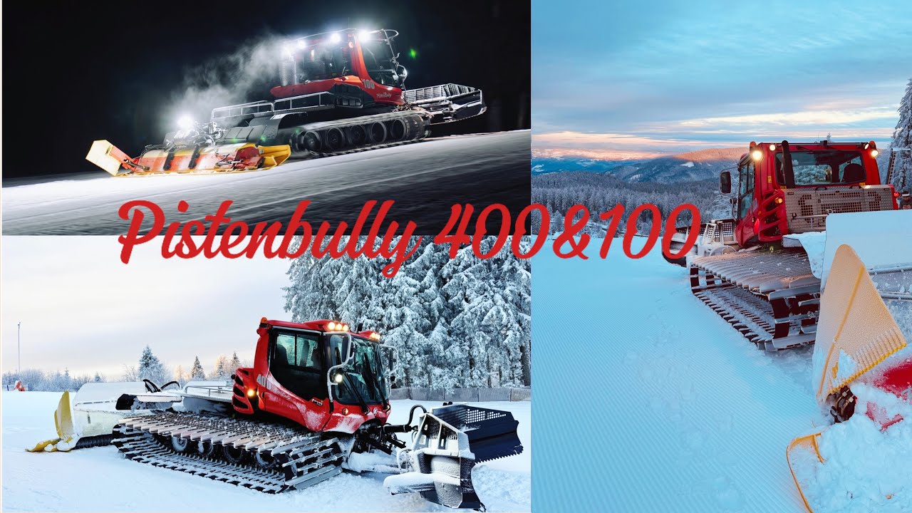 Pistenbully 400 und 100 beim Pisten präparieren am Skilift Haldenköpfle