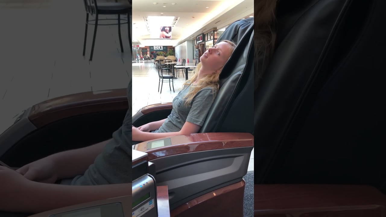 Bailey in the mall massage chair 2019