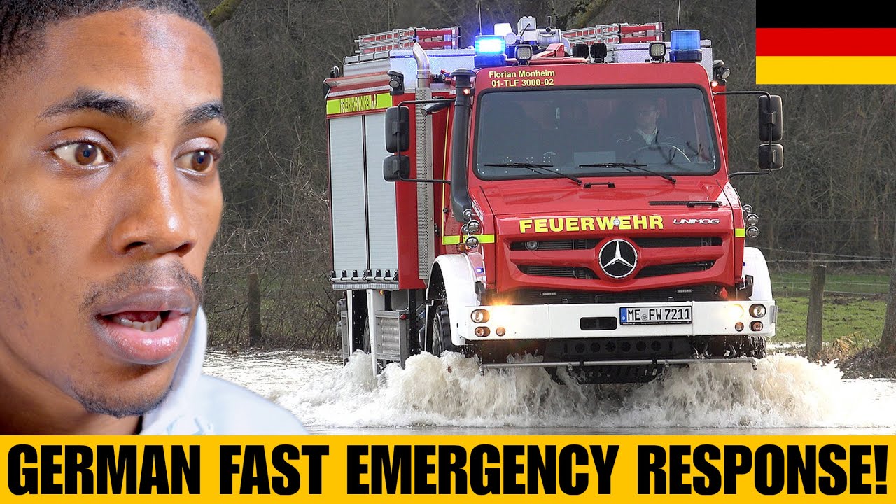 American Reacts to German Emergency Vehicle Responding after Massive Flooding