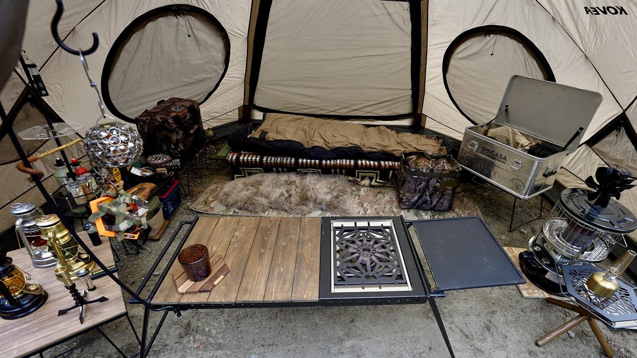 【ソロキャンプ】かっこいいアイアンで統一🔥ドームテントおすすめレイアウト紹介🏕イワタデンキ４つ⁉︎娘さんにもらったものとは？#294