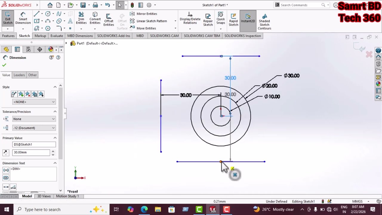 SolidWorks Tutorial for Beginners 2D Drawing Practice-7