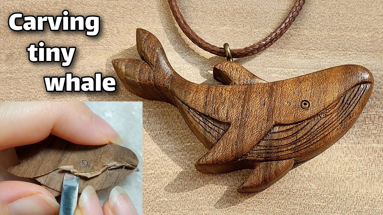 How to make wood carving elegant whale pendant🐋🪵
