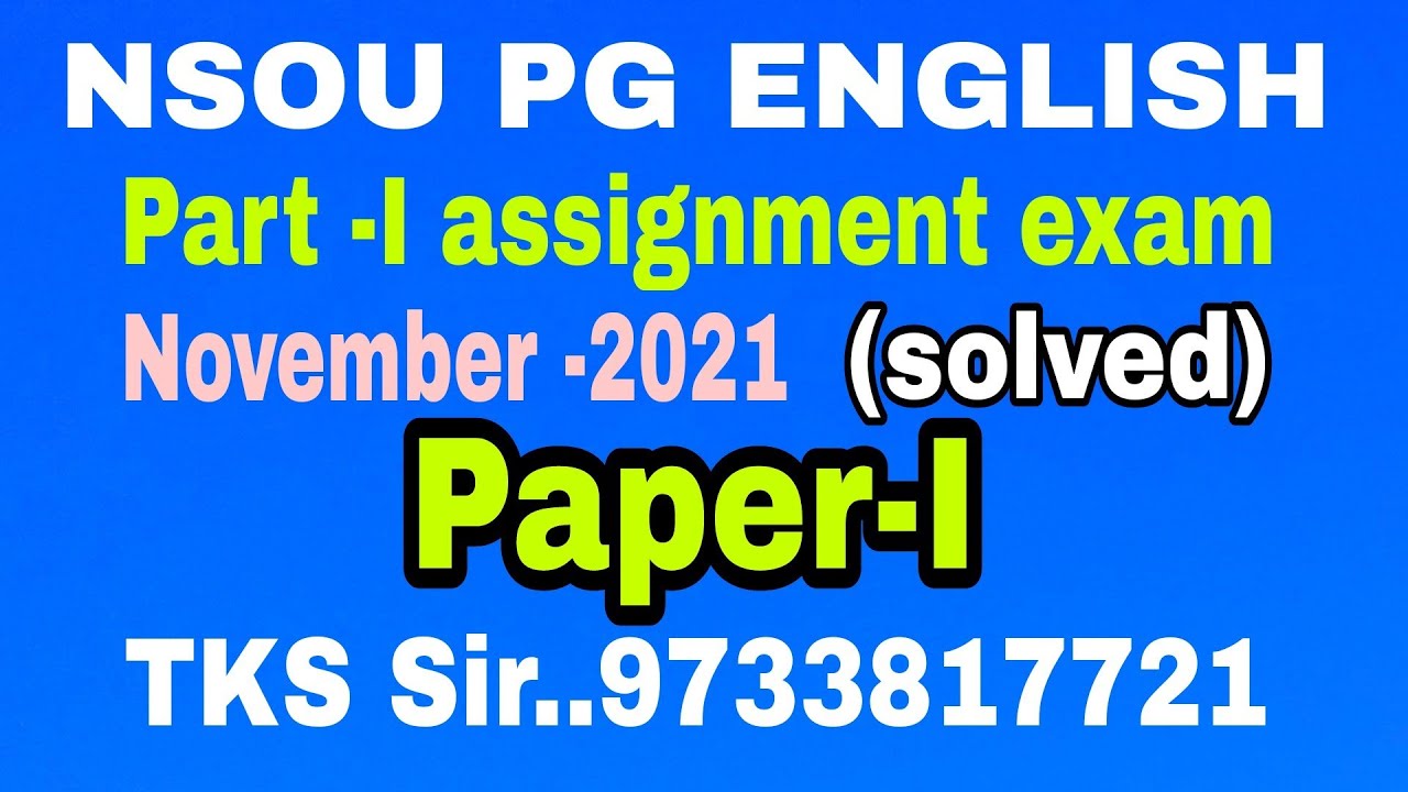 PGEG 1 Assignment exam answer 2021 | NSOU PGEG Assignment answer | Tks Sir