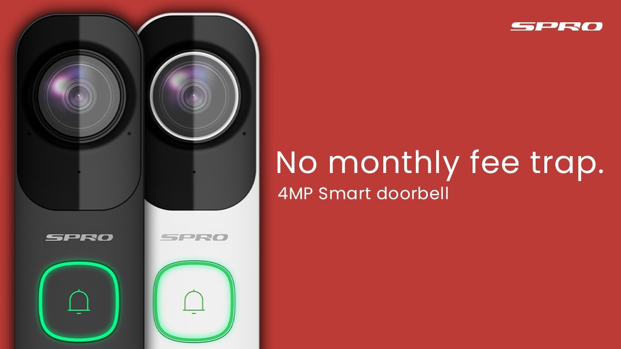 SPRO Wi-Fi Doorbell – 4MP Smart Video Doorbell with AI Detection & No Subscription