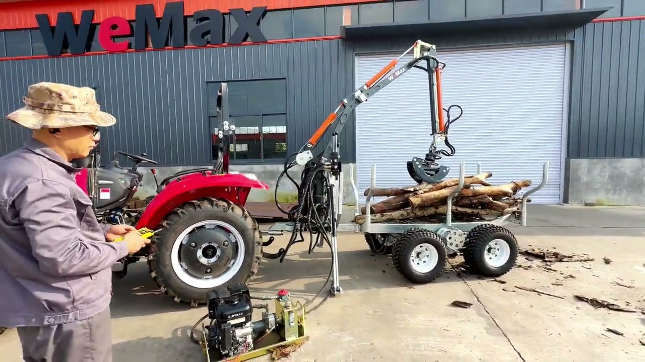 RIMA&WeMax Professional Self Contained ATV Hydraulic Timer Log Crane + Trailer with KOHLER Engine