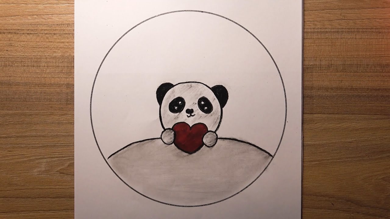 How to draw a panda in love? Simple step by step drawing tutorial