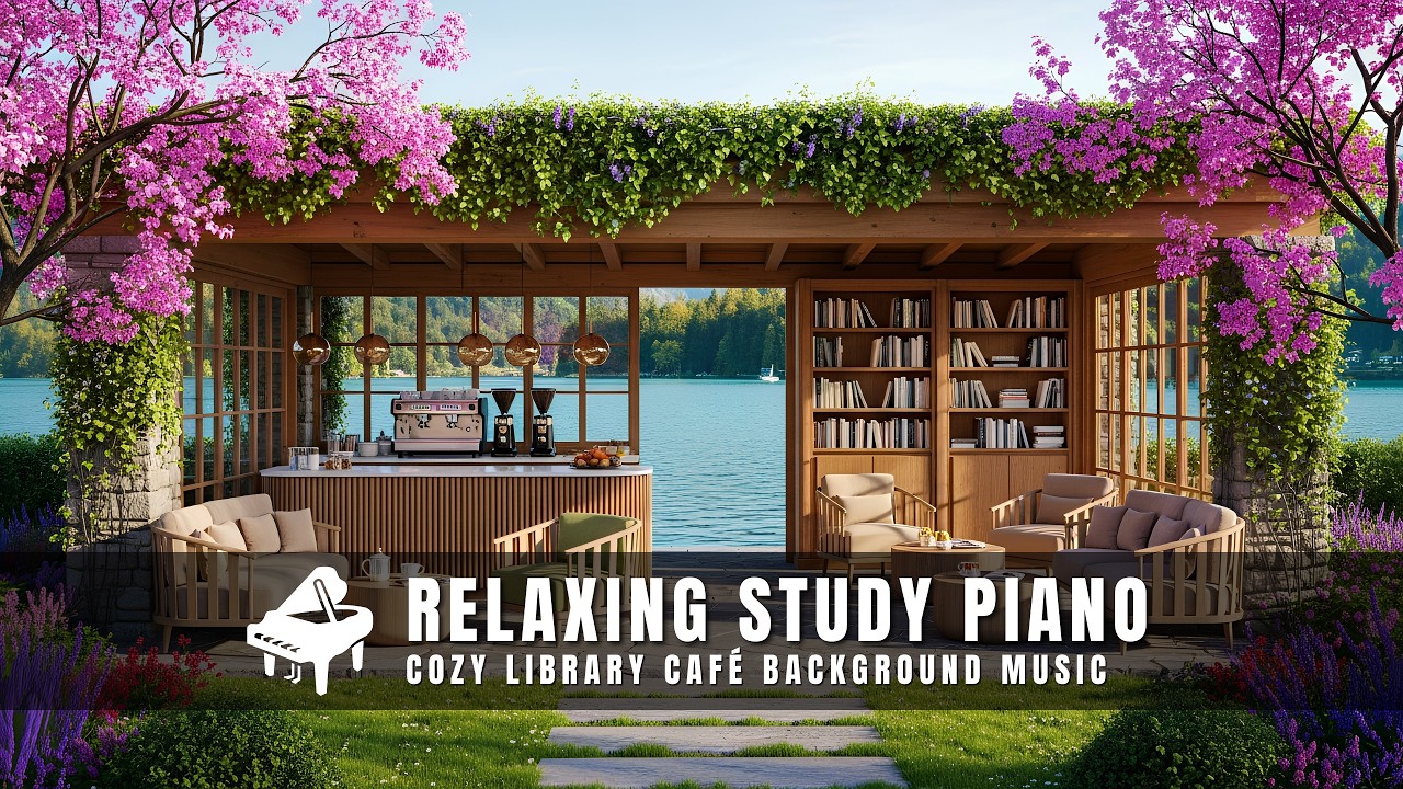 Relaxing Study Piano | Cozy Library Café Background Music