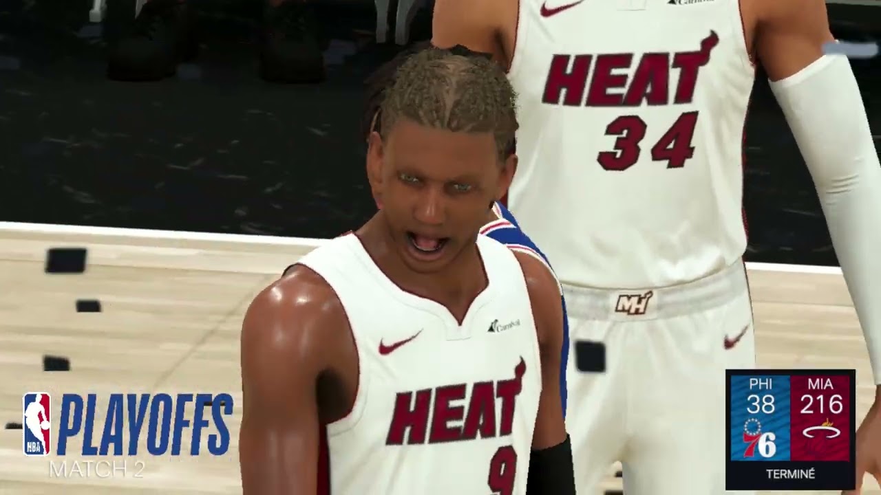 Victoire du Miami Heat vs Philadephie 216-38  64 pts, 8 reb, 2 pad, 2 ctr de Blaise Louzingou