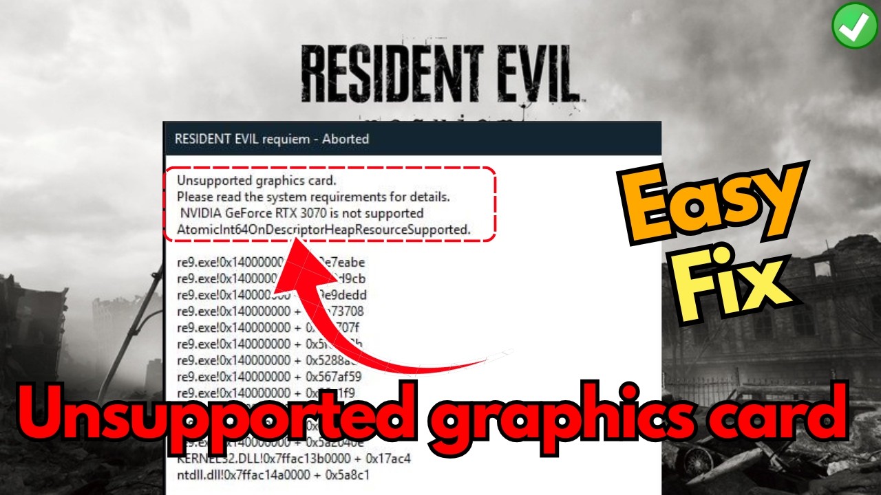 Исправление ошибки неподдерживаемой видеокарты в Resident Evil Requiem