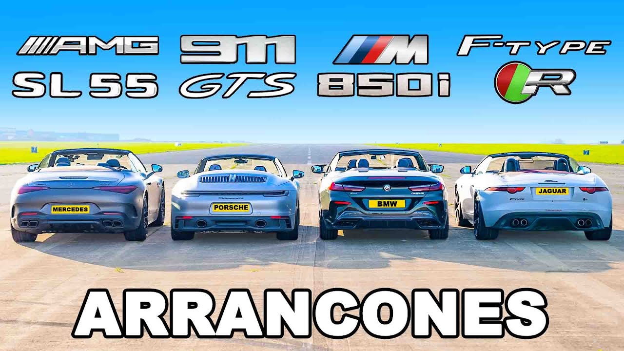 Nuevo AMG SL 55 vs Porsche 911 GTS vs BMW M850i vs Jag F-Type R: ARRANCONES
