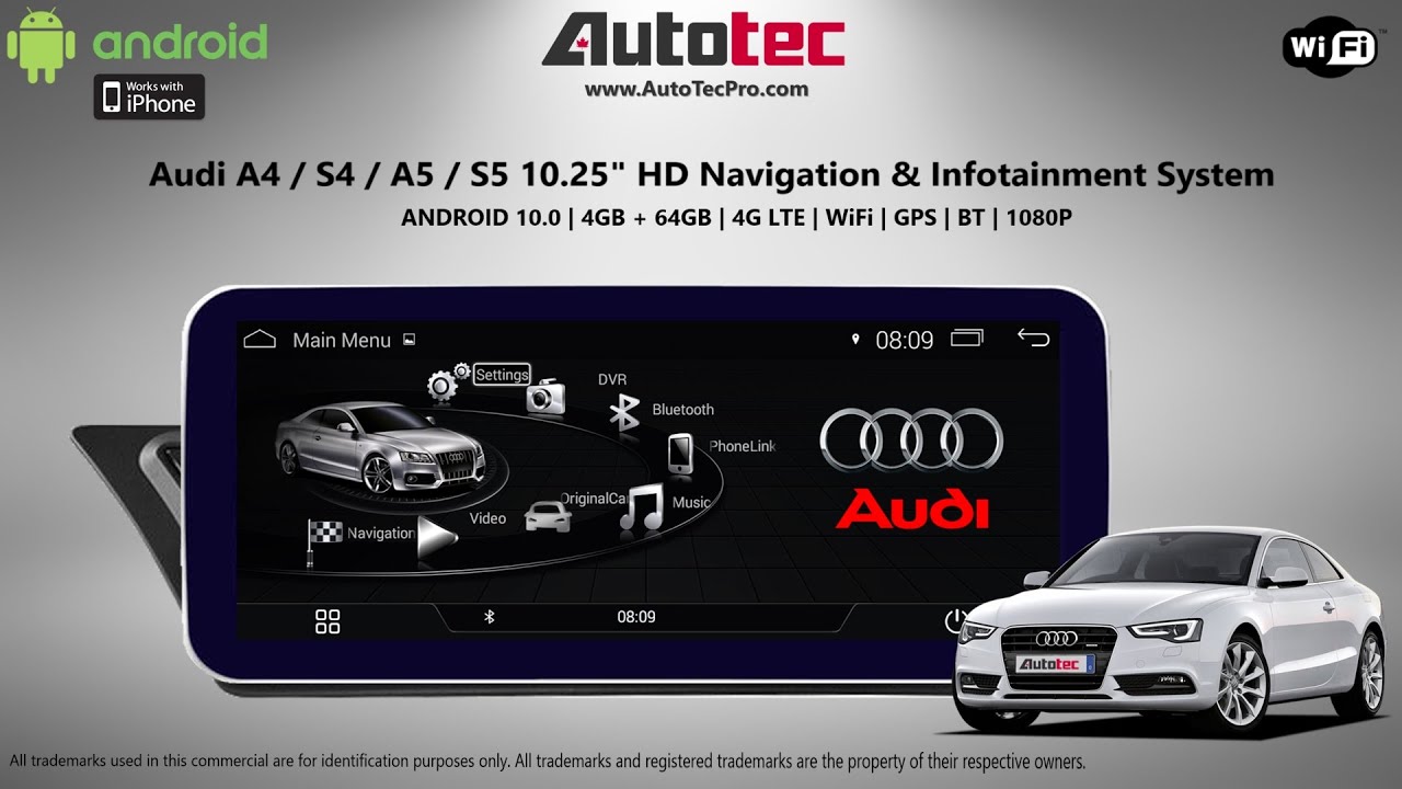 AutoTecPro Android Screen Audi A4/ S4/ A5/ S5  (2009-2016) 10.25