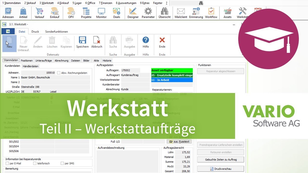 Werkstatt in der VARIO 8 - Teil 2: Werkstattaufträge | Tutorial