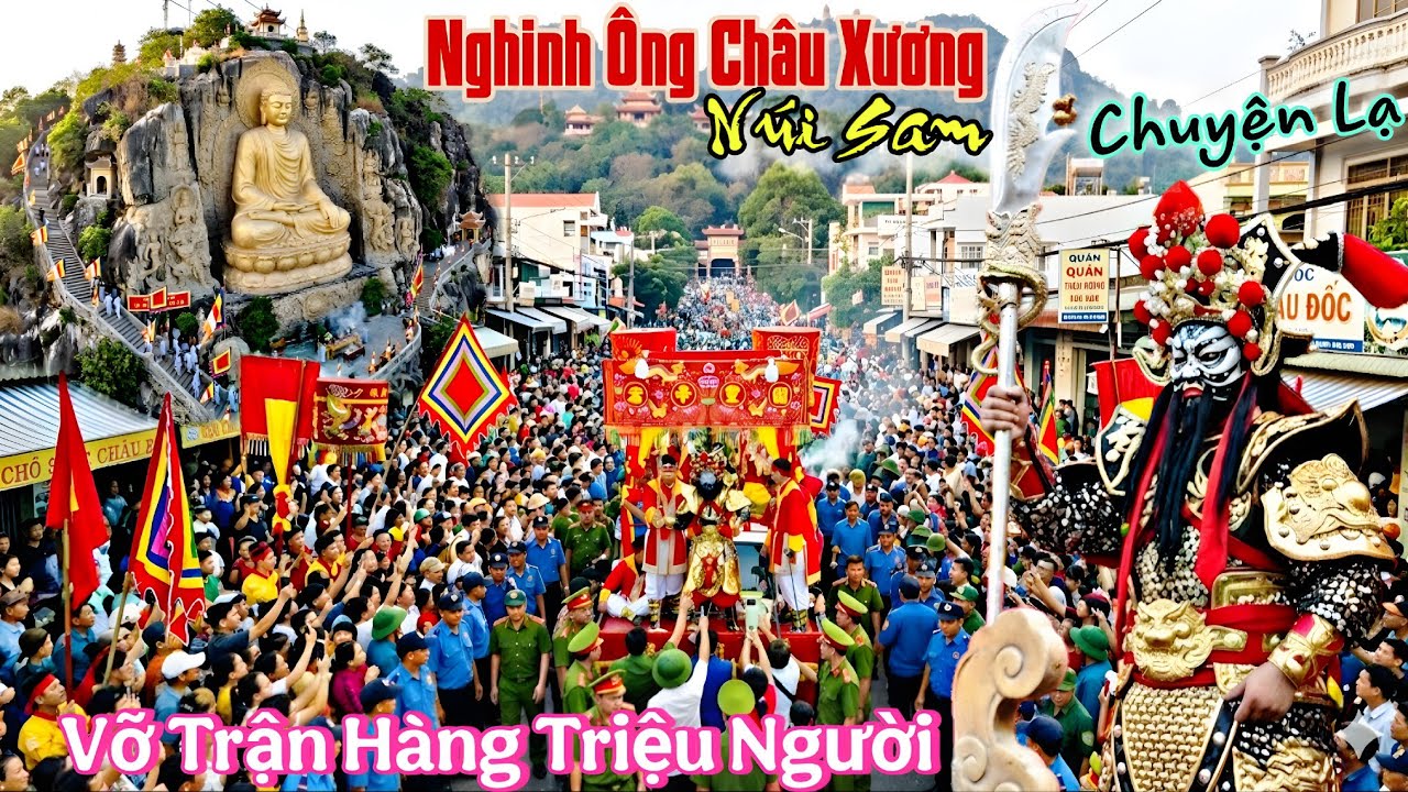 Hàng Triệu Người Đổ Về Núi Sam Xem Ông Châu Xương Kẹt Cứng Đường Không Thể Di Chuyển 
