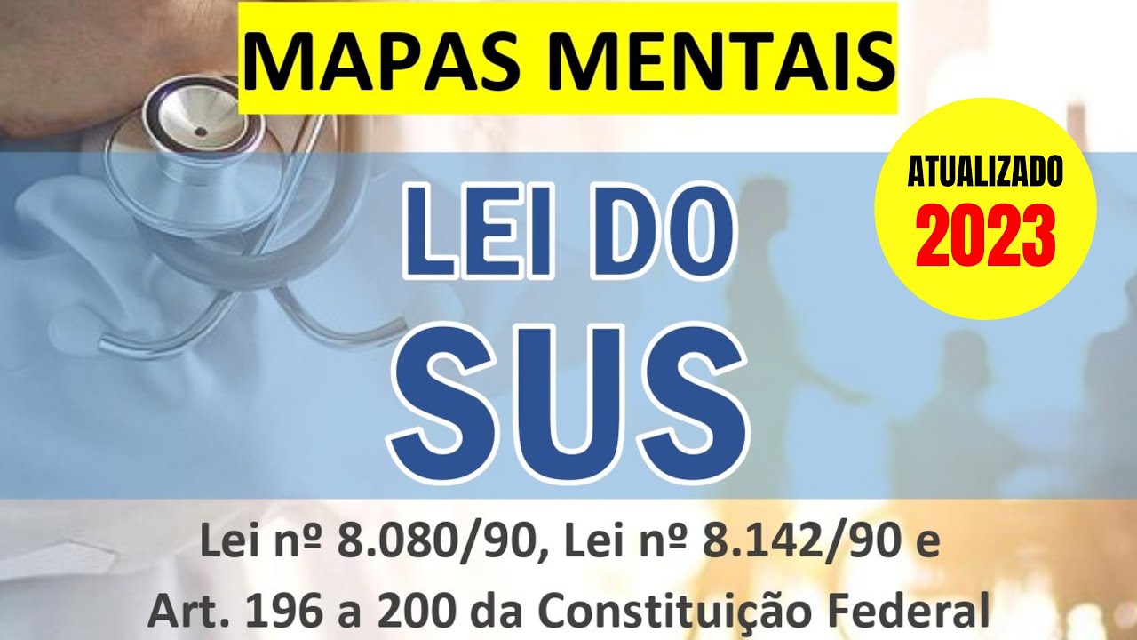 Mapas Mentais da Lei do SUS atualizados 2023 - Lei 8.080/90, Lei 8.142/90 e Art. 196 a 200 (b&ocirc;nus)