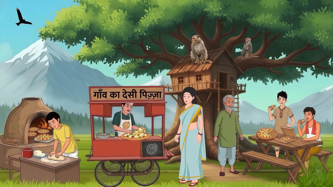गाँव का देसी पिज़्ज़ा 😋वाला The Village Desi Style Pizza Maker | Hindi Moral Story | By- TOONARA TV